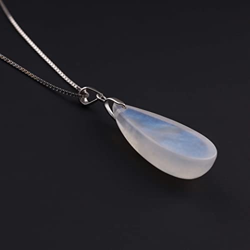 Coai 925 Sterling Silver Teardrop Birthstone Moonstone Crystal Necklace #TOP5