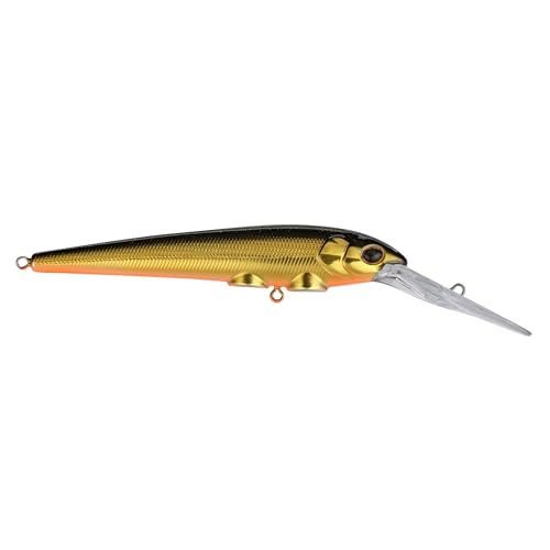 Berkley Deep Hit Stick Fishing Lure, Black Gold, 1/3 oz, 3.75in, Wide, Aggressive Tail Action and Beefier Profile, Equipped with Sharp Fusion19 Hook