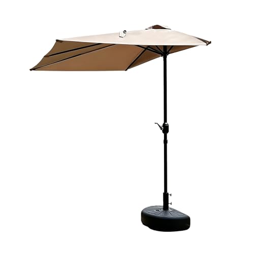 WNGJZZYC Parasol De Terraza Semirredondo Rectangular Con Manivela Y Media Base, Lona Protectora Contra Rayos UV Para Balcón, Terraza, Jardín Y Zonas Exteriores De Apartamentos(Brown)