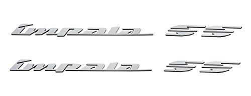 Image of 2Pcs 94-96 Impala Ss Rear Quarter Panel Emblems 3D Letter Badge Car Decal Nameplate Replacement for SS (Chrome)