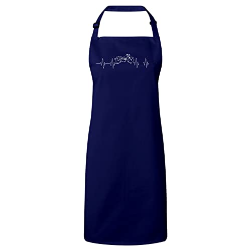 Tablier cuisine navy vieille moto pour barbecue entre passionnés