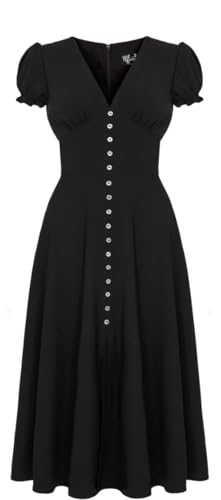 Hell Bunny Jinx Dress Femme Robe mi-Longue Noir S 95% Polyester, 5% Élasthanne