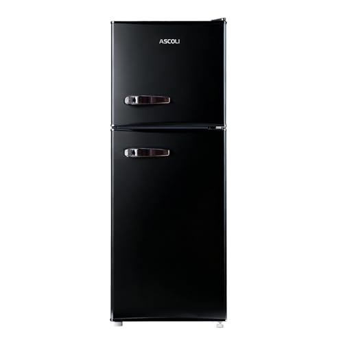 ASCOLI 120L Freestanding Retro Fridge 88L/32L Direct Cooling Mechanical Control Metal Handle Adjustable Tempered Glass Shelves Led Light