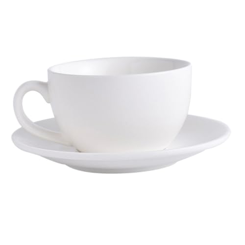 CLISPEED 純白セラミックコーヒーカップ ソーサー 多用途マグカップ 家用ミルク コーヒー オートミール対応 食器兼用プレート付き オフィス