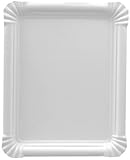 PAPSTAR Platos de papel desechables rectangulares blancos Pure (1250 unidades), 16,5 x 20 cm, de fibra fresca, biodegradables, para fiestas y eventos como cumpleaños o fiestas en el jardín
