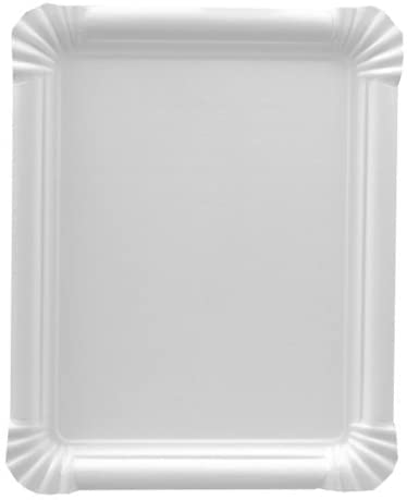 PAPSTAR Platos de papel desechables rectangulares blancos Pure (1250 unidades), 16,5 x 20 cm, de fibra fresca, biodegradables, para fiestas y eventos como cumpleaños o fiestas en el jardín