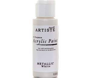 Crafty Capers White Metallic Docrafts Artiste All Purpose Acrylic Craft Paint - 59Ml