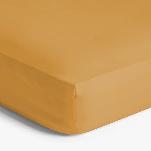 Imperial Rooms Brushed Microfibre Double Fitted Sheet 25 CM Easy Care Soft Bed Sheets Breathable Fade Resistant (Ochre)