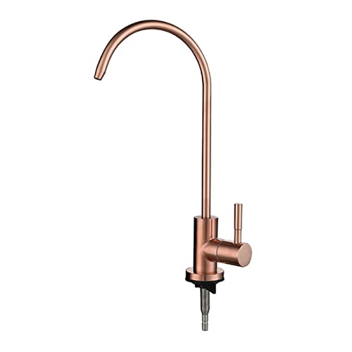 Grifos de cocina, grifo de agua potable, cuello de cisne, grifo de ósmosis inversa frío único, oro rosa