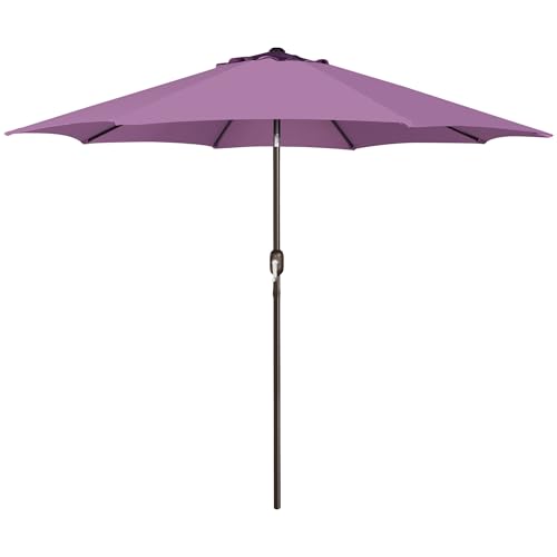 Image of Blissun 9' Outdoor Patio Umbrella, Outdoor Table Umbrella, Yard Umbrella, Market Umbrella with 8 Sturdy Ribs, Push Button Tilt and Crank