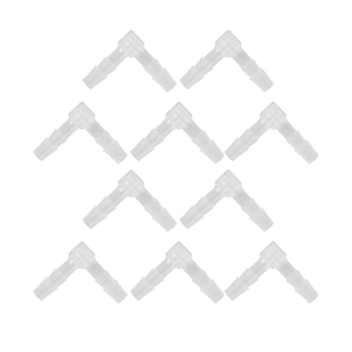 Kadimendium 10 Stücke Ellenbogen Schlauchtülle Kunststoff L Form Fitting 90 Grad Gleicher Widerhaken Adapter Schlauchverbinder Adapter für Aquarium(4mm)