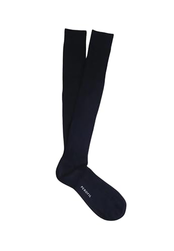  PEROFIL VPRC00325 Calza lunga a costina in 100% Filo di Scozia, Blu 43/44