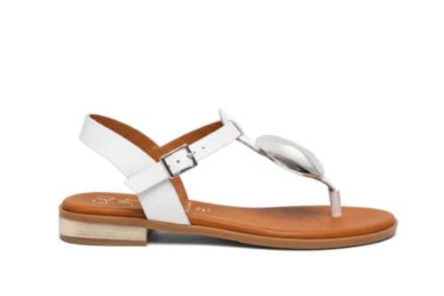 Sandales à orteils en cuir blanc pour flâner en été avec la sangle réglable Oh! My Sandals
