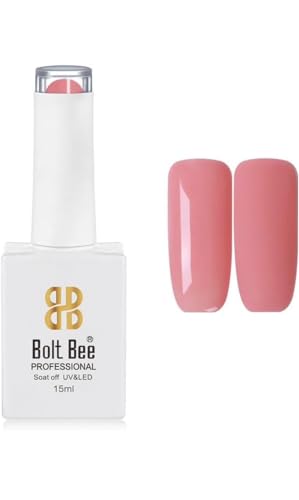 Image of BOLT BEE 15ML Gel Nail Polish 1Pc Clear Pink Glitter Nail Polish Soak Off UV LED Nail Gel Polish Nail Art Starter Manicure Salon DIY at Home, 0.5 OZ (1) (100)
