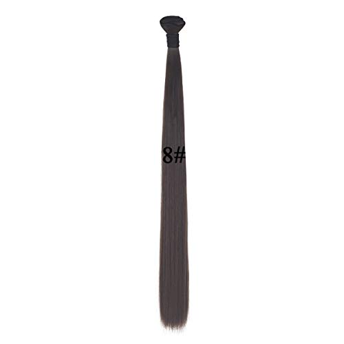 Miss U Hair Unisex Women 20Inch 110g Synthetic Long Straight Hair Extensions Weft DIY Doll Hair Material (Chestnut brown)