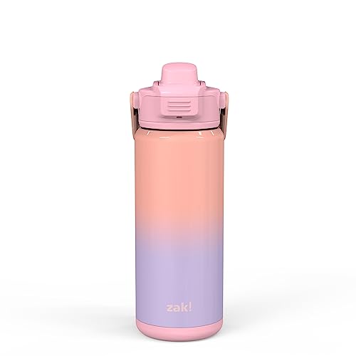 Image of Zak Designs Beacon Insulated Bottle, Ombre Lavender - 20 oz - Durable Stainless Steel - Double-Wall Vacuum Insulation, Silicone Spout & Push-Button, Leak-Proof Lid - Dishwasher Safe