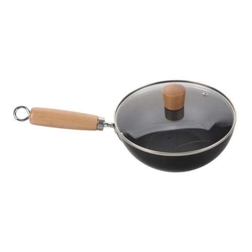 Wok de hierro fundido tradicional con tapa de madera miniatura 1