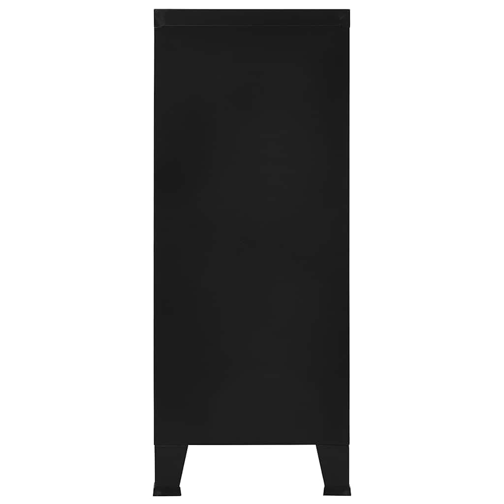 Armario industrial negro de acero 90 x 40 x 100 cm con 2 puertas, placas para nombre, ranuras de ventilación y estantes ajustables en altura para oficina, taller, espacio de almacenamiento y