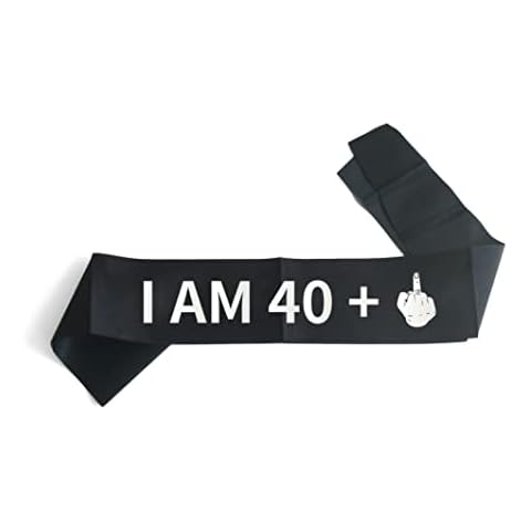 Joyiou “I AM 40+1” Sash, 41st Birthday Sash Funny Gifts Favors for Women Men, 41 Years Old Birthday Sash, 41st Birthday Party Supplies Decoration, Soft Black Sash with Silver Foil Lettering Cover