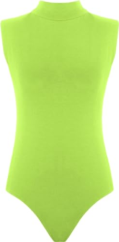 Body sans manches jaune fluo pour tenue de fête et soirée stretch