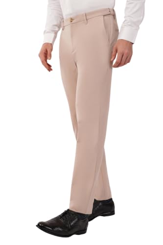 Image of SaintX Men's Premium 4-Way Comfort Stretch Formal Trousers | Smart Sweat Wicking Wrinkle Free Fabric | Smarter Techno Flex Expandable Waistband | Stylish Slim Fit | Daily Office Wear