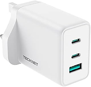 65W USB C Charger, TECKNET 3 Port GaN Type C Fast Charger Plug Adapter, PD 3.0 USB C Wall Quick Charger Compatible with MacBook, iPad Air/Mini, iPhone, Pixel 6, Galaxy S22, Dell XPS Laptop