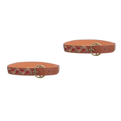 LUOZZY 2 Pcs Women Boho Embroidered Floral Waist Belt with Buckle Vintage Fashion Accessories for Dresses and Jeans