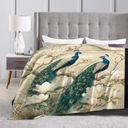 Peacock Throw Blanket Soft Warm Cozy Animal Peacocks Blankets Fuzzy Plush Fleece Peacock Blanket Gifts for Couch Bed Sofa Home Decor 40''X50'' - Image 4