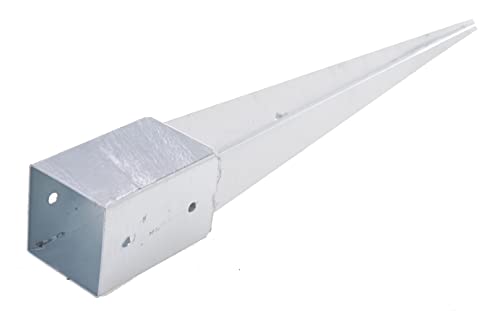Aqbau Pfostenträger 100x100 mm 750 mm – Einschlaghülse feuerverzinkt – Bodenhülse Vierkant – Schwerlast Pfostenanker Stahl für Carport Pergola Terrassenüberdachung