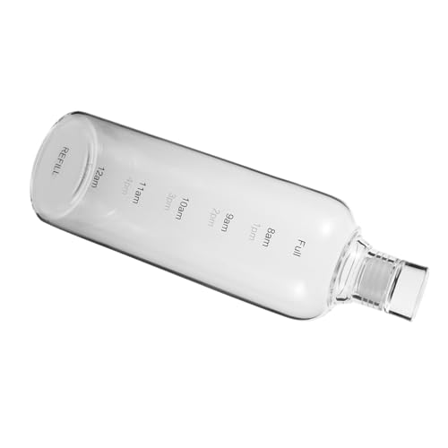 Amosfun Botella de Vidrio Transparente con Marcador Tapa Reutilizable Portátil y Ligera para Hidratación Diaria Gimnasio y Oficina para Bebidas Calientes y Frías
