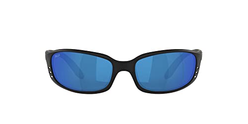 Costa Del Mar Men's Brine Polarized Oval Sunglasses, Matte Black/Grey Blue Mirrored Polarized-580P, 59 mm