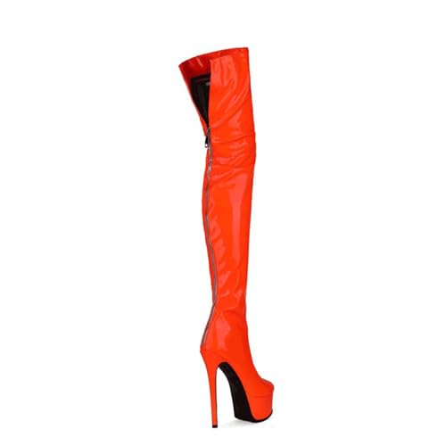 Bottes à plateforme et talon aiguille en cuir verni de haute qualité