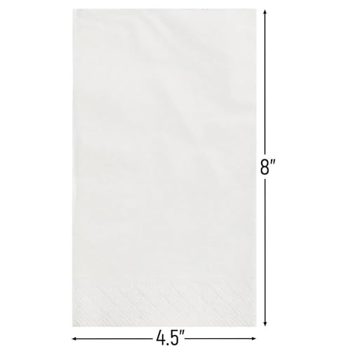 Image of White Solid Guest Towels - Pack of 20 - Absorbent Paper Hand Napkins For Bathroom, Kitchen & Events
