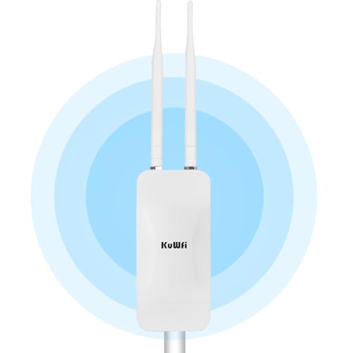 KuWFi AC1200 MU-MIMO Outdoor WiFi Extender,IP65 Dual Band 2.4GHz+5GHz, Outdoor Wireless Access Point...