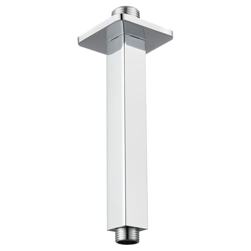 Voolan Duscharm mit Flansch, Deckenmontiertes festes Duschrohr, Gerader Ersatzarm für Regendusche im Badezimmer, Universalanschluss 1/2 NPT (15cm, Quadratisch)