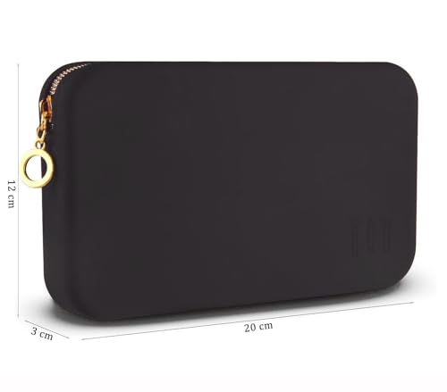 Image of INOVERA (LABEL) Makeup Brush Holder Pouch Case for Travel - Silicone Cosmetic Brushes Kit - Travelling Make up Organizer Bag (Black)
