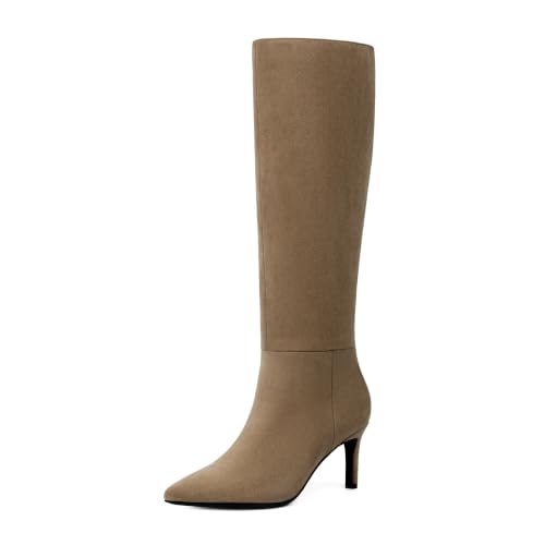 Image of Easyfox Knee High Boots Women Pointed Toe Stiletto Heel Tall Boots