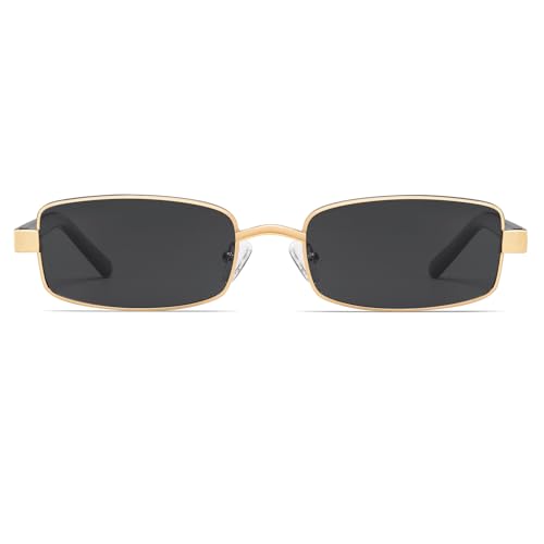 Image of VANLINKER Retro Rectangle Polarized Sunglasses for Women Men Small 90s Vintage Trendy Slim Narrow Rectangular Frame VL9684