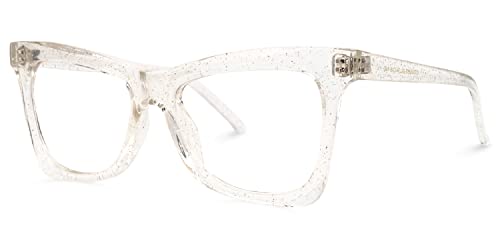 Image of Zeelool Stylish TR90 Oversized Butterfly Glasses with Non-prescription Clear Lens for Women Yaritza OT006813-02 Crystal