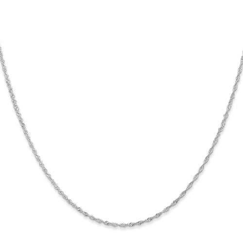 IceCarats 14K Solid White Gold 1.10mm Singapore Chain Necklace
