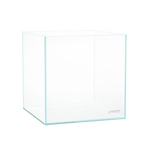 Image of LANDEN 20C 2 Gallon Cube Rimless Low Iron Clear Aquarium Tank, All Glass Aquarium,Small Betta Fish Tank,W7.8xD7.8xH7.8 in(20x20x20cm) 5mm Thickness with Nano Foam Leveling Mat