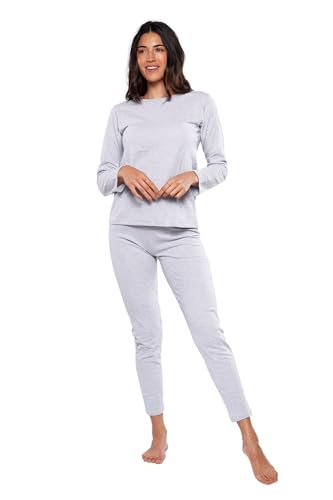 Opiniones de Conjuntos térmicos para Mujer comprados en linea. 47 Alfani - Conjunto Termico Playera Manga Larga y Pantalon para Dama, 100% Algodon Termico Gris Grande