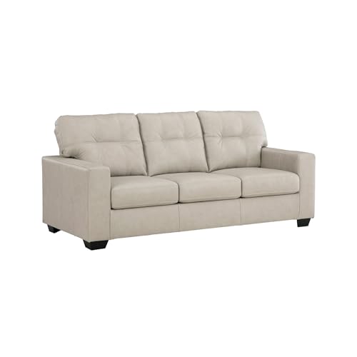 Image of Signature Design by Ashley Leather Match Queen Sofa Sleeper, Bone