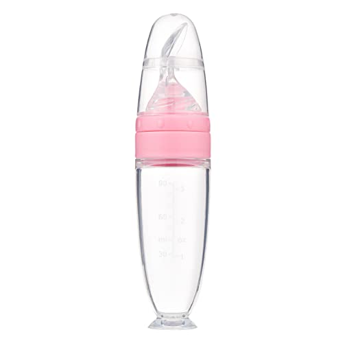 Cuchara de Alimentación para Bebés, Cuchara Dispensadora de Alimentos para Bebés de Silicona, Alimentador, Cuchara de Comida para Niños Pequeños con Plato de Succión para