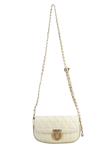 Women's Retro Quilted Handbag Glossy PU Leather Crossbody Bag Lock Evening Clutch Purse With Chain