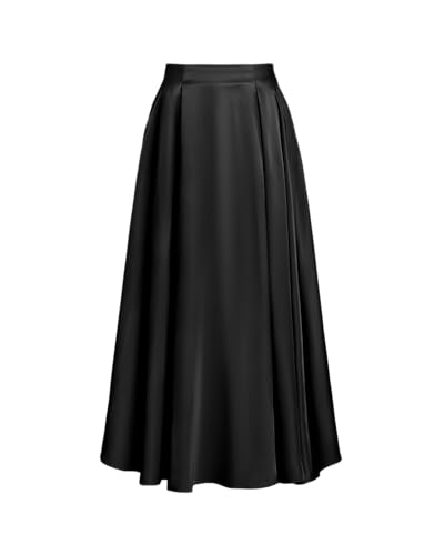 RIHOAS Long Skirts for Women High-Waisted A-Line Skirt Acetate Flowy Pleated for Elegant Office Work Spring Fall