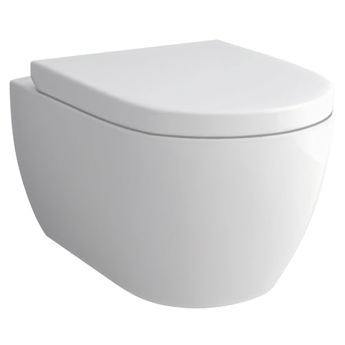 Alpenberger Moderne Toilette Spülrandlos | Komplett-Set mit Toilettendeckel mit Absenkautomatik Softclose | Wand WC für Badezimmer & Gäste WC Toiletten | Tiefspüler Passend zu Geberit (Diamond 7201 U)