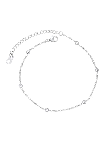 FindChic FindChic Stainless Steel Ankle Bracelets for Women, Waterproof Figaro/Cuban/Box/Beaded Chain Anklets, Summer Beach Foot Jewelry, 8.5''-10.5'' Adjustable Length, with Gift Box