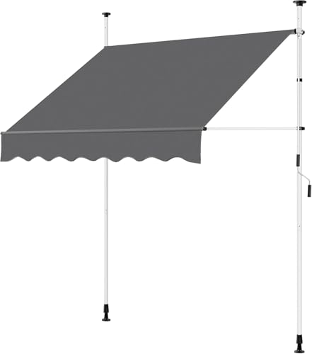 Yaheetech Store Banne Manuel 200 cm, Auvent Rétractable Réglable en Hauteur et en Inclinaison, avec Manivelle sans Percement pour Balcon, Terrasse, Jardin...