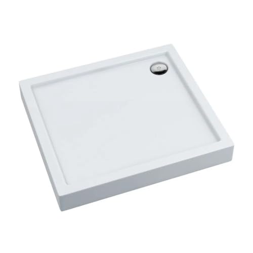 VBChome Acryl-Duschwanne 70x90x14 cm Duschtasse Competia rechteckig für Duschkabine Styroporträger extra flach Sanitär-Acryl Duschbecken stabil weiß + Siphon